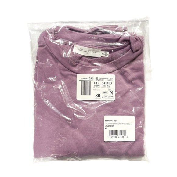 ALL IN FAVOR Slouchy French Terry Drawstring Pullover  Sweatshirt Purple NWT - Picture 3 of 4